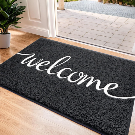 Black Skid-Resistant Low-Profile Outdoor Door Mat