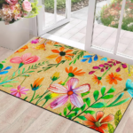 Floral Colourful Skid-Resistant Rubber Backed Mat