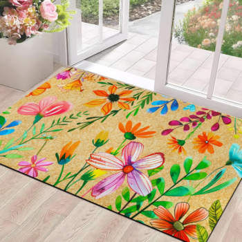 Floral Colourful Skid-Resistant Rubber Backed Mat